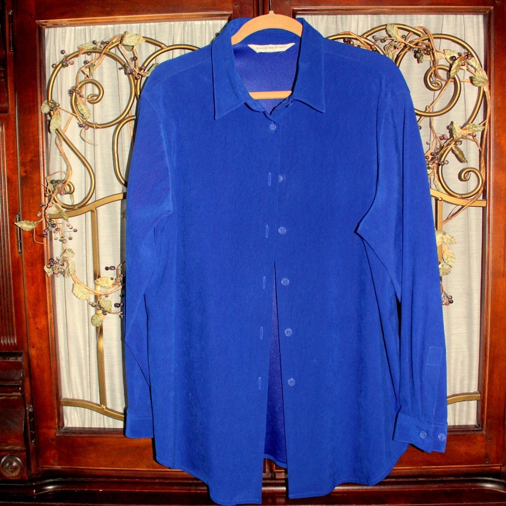 AUGUST MAX WOMAN Royal Blue Suede-:Like Shirt